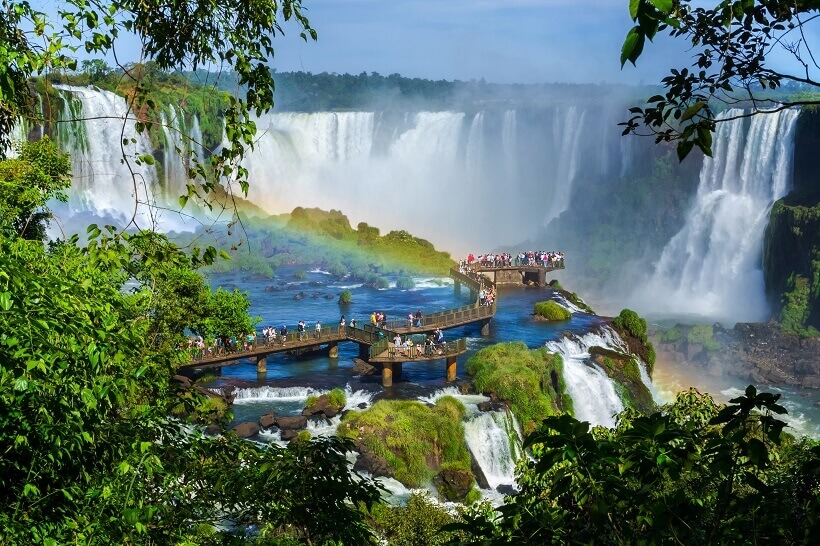 MyPuzzle 1000 Teile Puzzle 'Iguazú Falls: Argentinien & Brasilien' – Vintage Poster Design, Inkl. Referenzposter, Made In USA