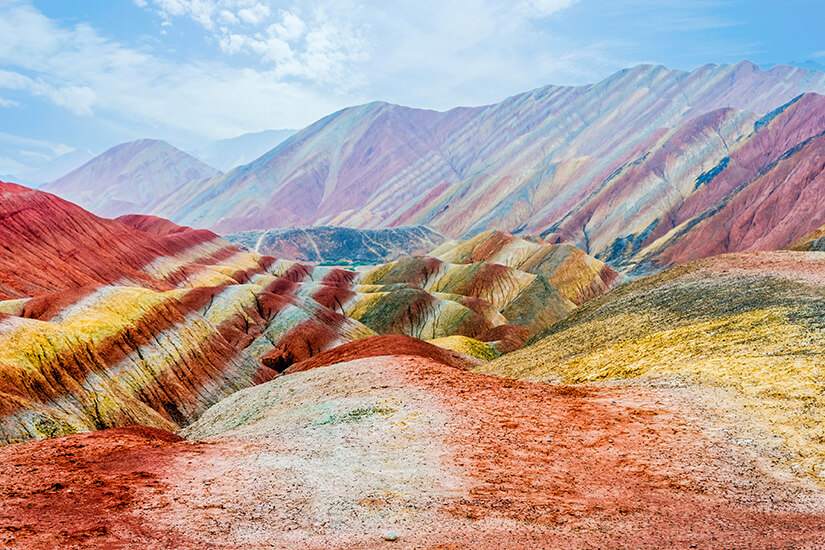 Regenbogen Berge im Zhangye Danxia Geopark in China