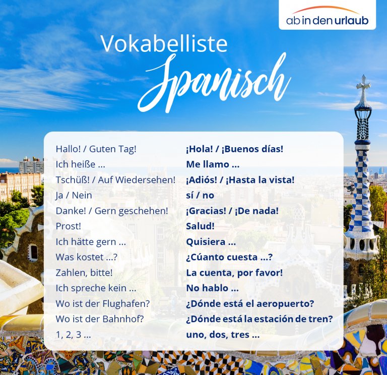 Spanisch für deinen Urlaub die wichtigsten Reisevokabeln