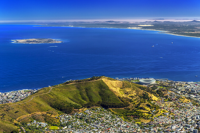Blick auf Kapstadt und Robben Island