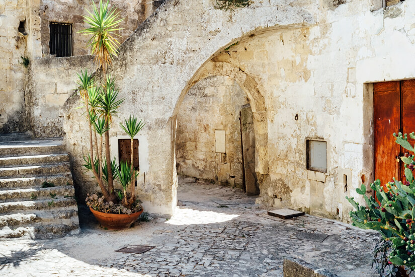 Steinhäuser- und Gassen in Matera