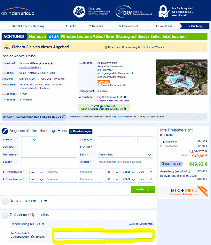 URLAUB BIS ZU 750 CASHBACK AB IN DEN URLAUB visual data 7