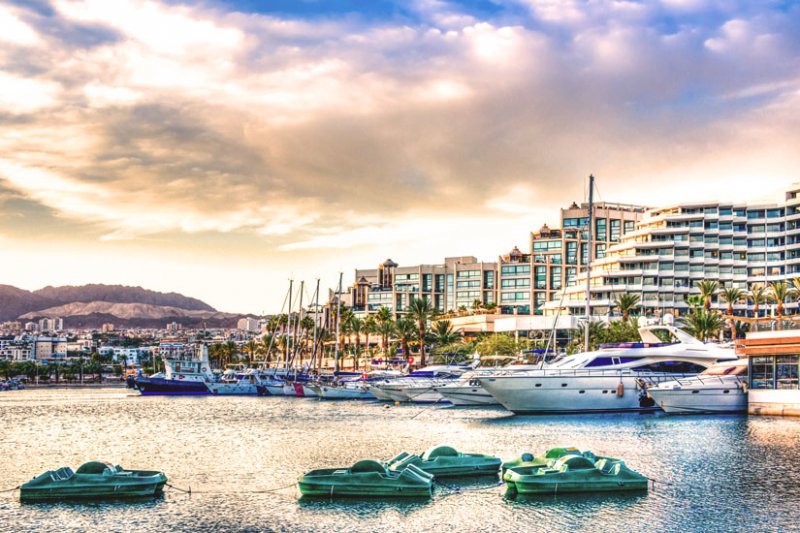 Israel. Hafen Am Golf Von Akaba Eilat am Golf von Akaba: Strände & Sehenswürdigkeiten