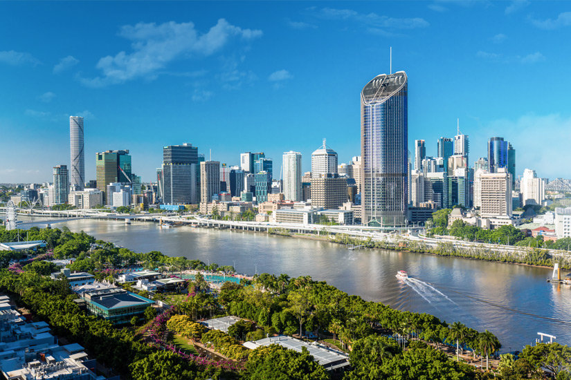 Brisbane-River-und-die-Skyline-der-Stadt