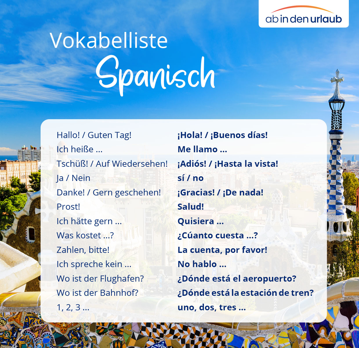 Spanisch Vokabeln Für Den Urlaub