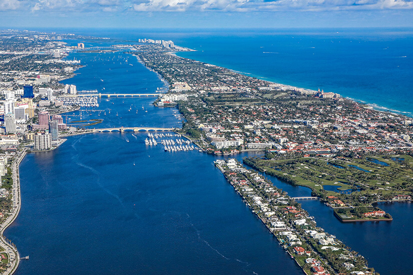 West Palm Beach und Palm Beach aus der Luft
