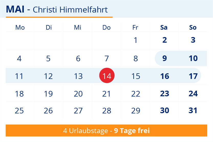 Brueckentage Orange Mai