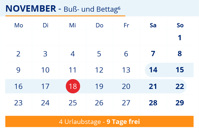 Brueckentage Orange November