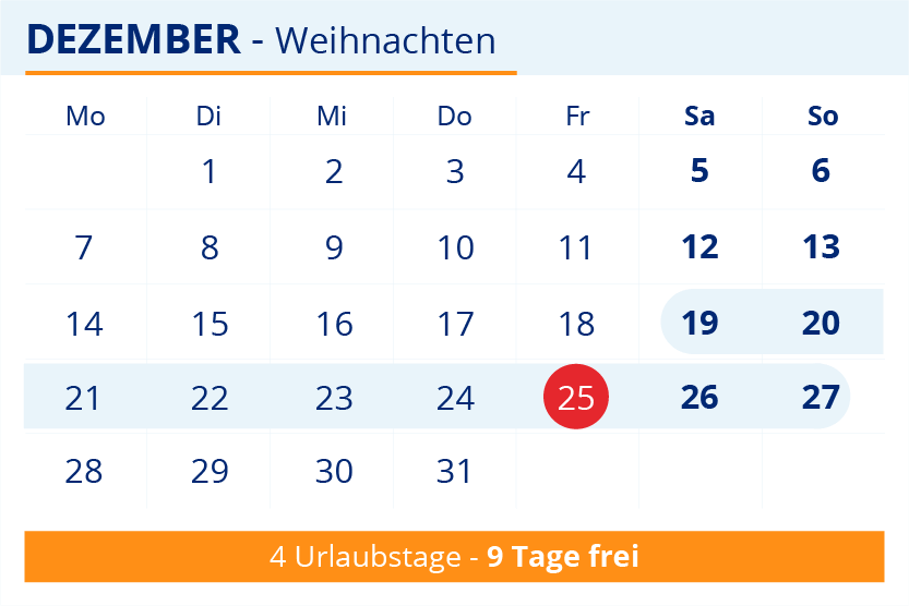 Brueckentage Orange Dezember