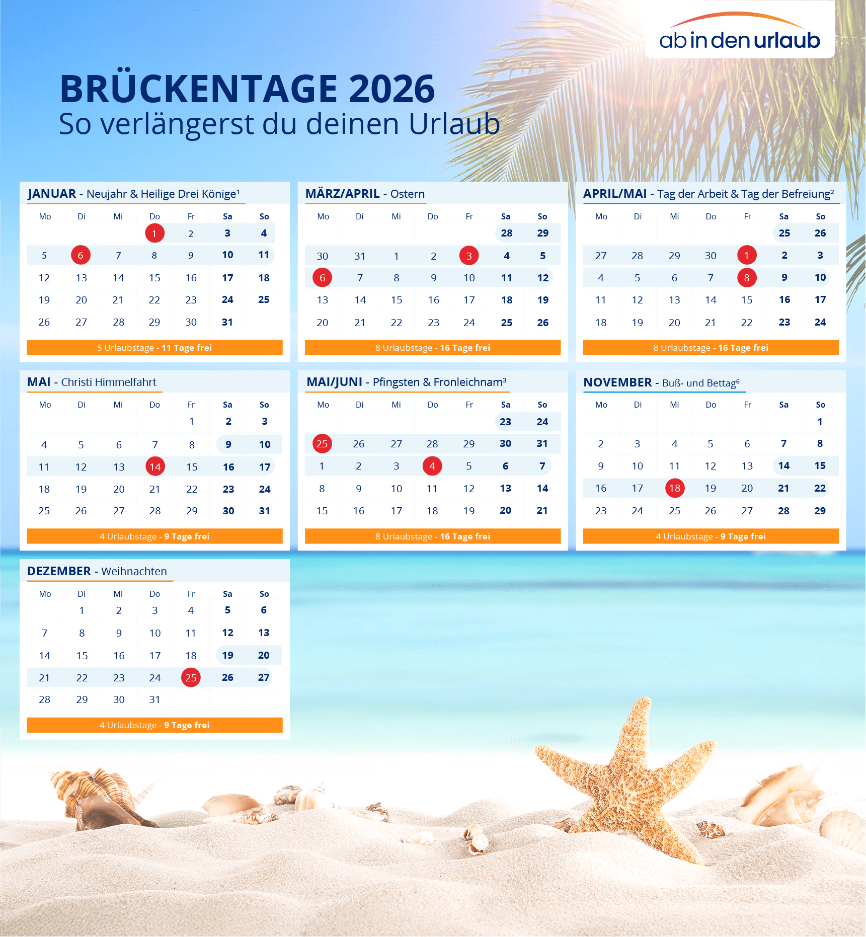 Brueckentage 2026 Uebersicht