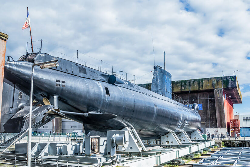 Das U-Boot Flore S645 wird auf dem Gelände eines Museums ausgestellt. Lorient Frankreich U Boot