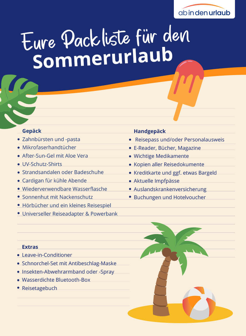 Packliste Sommerurlaub Checkliste