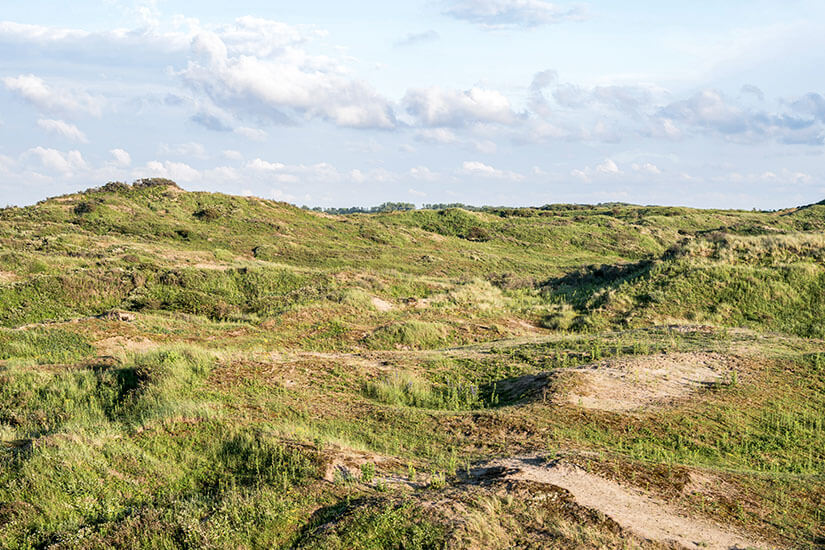 Das Naturschutzgebiet Berkheid südlich von Katwijk aan Zee zeigt sich als weitläufige Dünenlandschaft mit sanften Hügeln und dichtem Grasbewuchs. Dieses Gebiet gehört zu den schönsten Sehenswürdigkeiten der Region und lädt zu ausgedehnten Wanderungen durch eine nahezu unberührte Natur ein. Schmale Pfade schlängeln sich durch die Dünen und bieten immer wieder neue Ausblicke über die grüne Weite der niederländischen Küstenlandschaft. Katwijk aan Zee Niederlande Berkheid